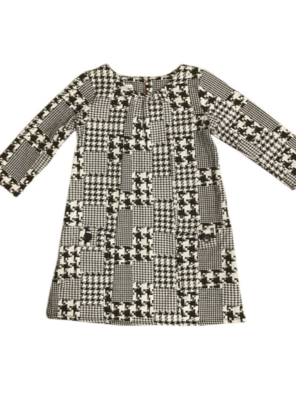 4/$25 Pippa & Julie Houndstooth Print Dress Girl Sz 10 Black White Long Sleeve